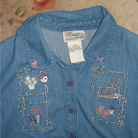 embroidered denim dress - Picture 4 of 5